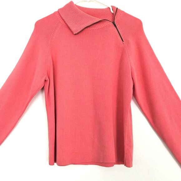 LIZ CLAIRBORNE Pink Sweater Womens LARGE Petite 100% Cotton - Picture 1 of 6